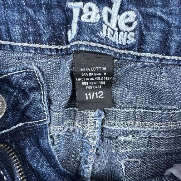 Jade Jeans Bermuda Shorts Womens Size 11/12 Embroidered Pockets Mid Rise Blue - Picture 4 of 10